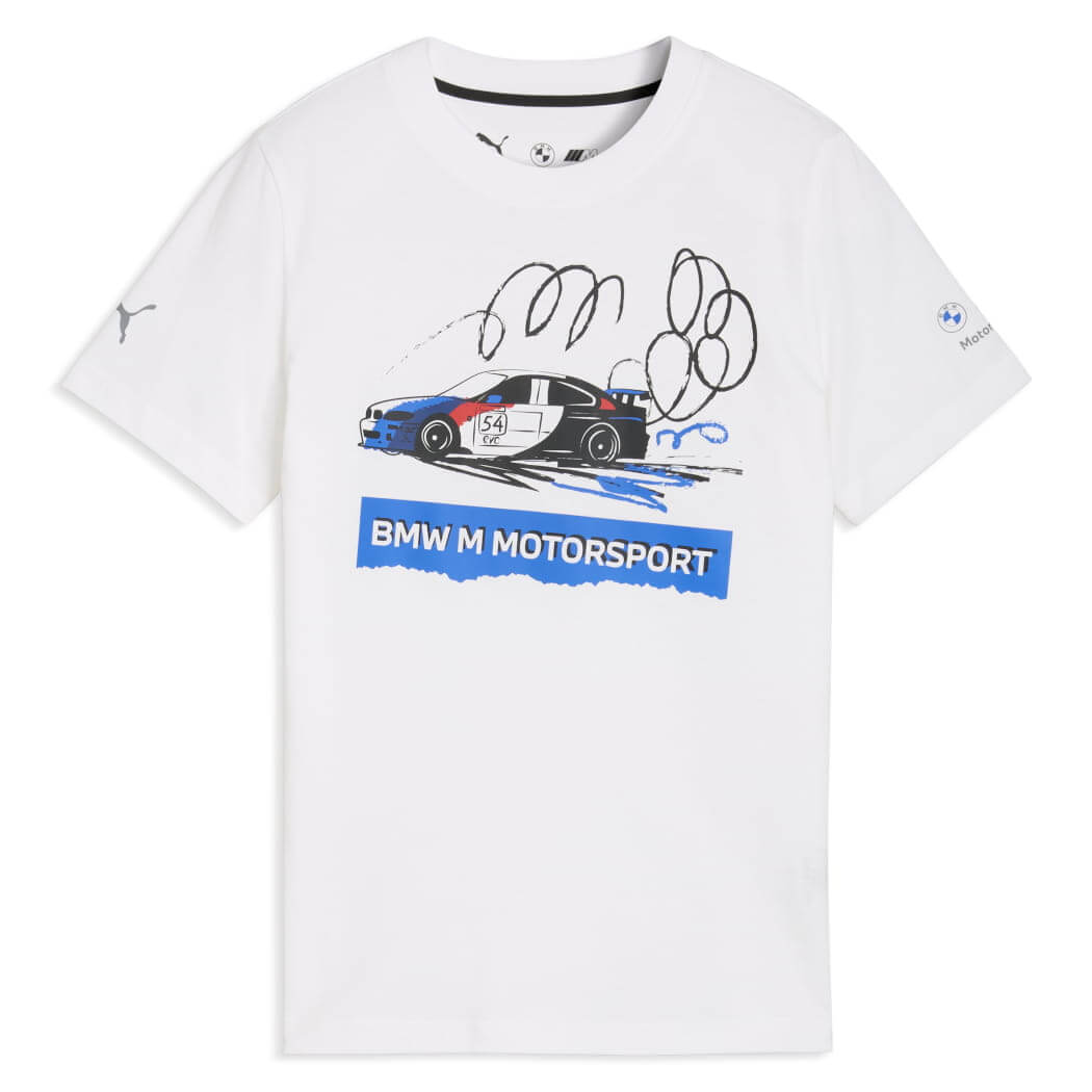 Koszulka dziecięca BMW M Motorsport Sportswear Car Graphic Biała 80145B84030/032