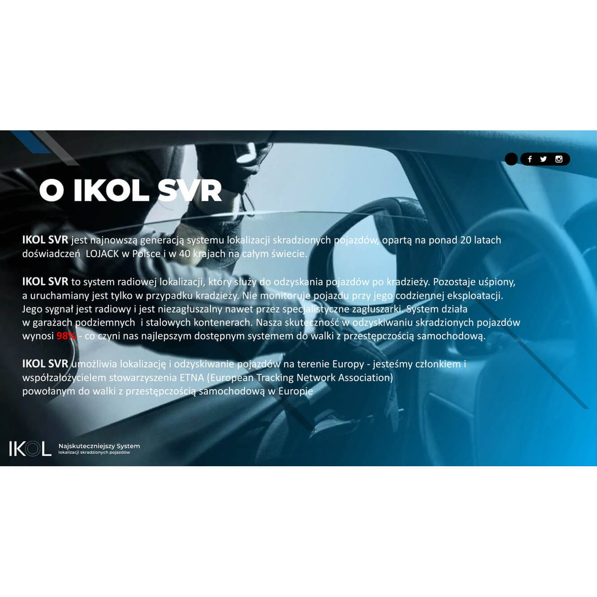Lokalizator radiowy IKOL SVR SKY - System lokalizacji skradzionych pojazdów.