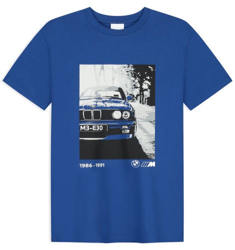 Koszulka T-Shirt Graphic BMW M3 E30 Niebieska 80145B7E2B6 80145B7E2B7 80145B7E2B8 80145B7E2B9 80145B7E2C0 80145B7E2C1