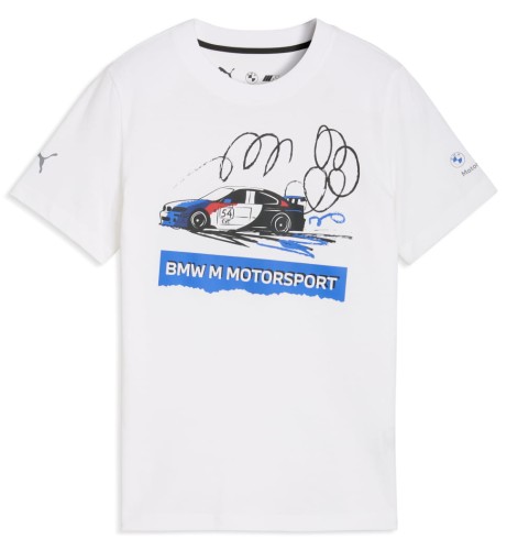 Koszulka dziecięca BMW M Motorsport Sportswear Car Graphic Biała 80145B84030/032